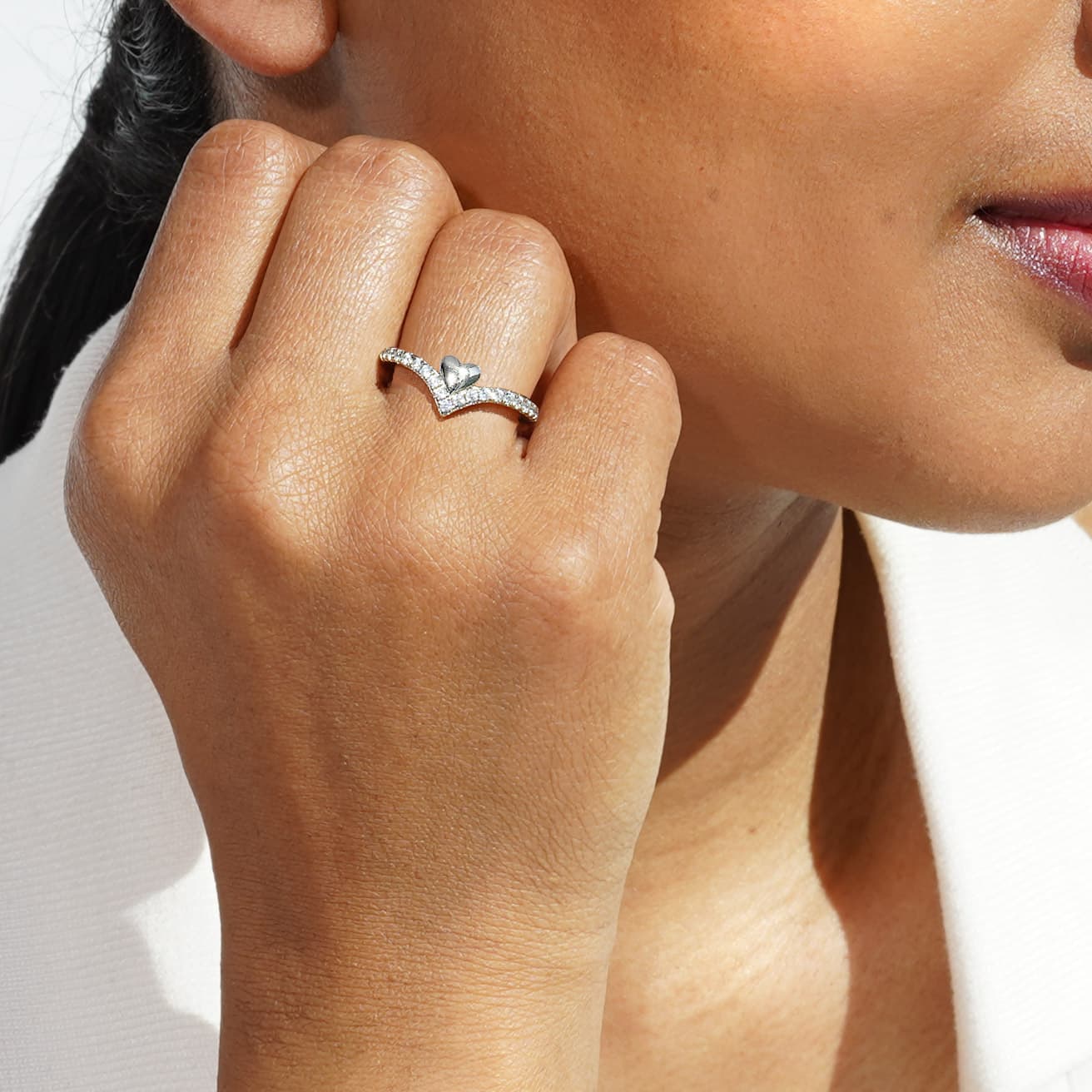Loving V heart ring