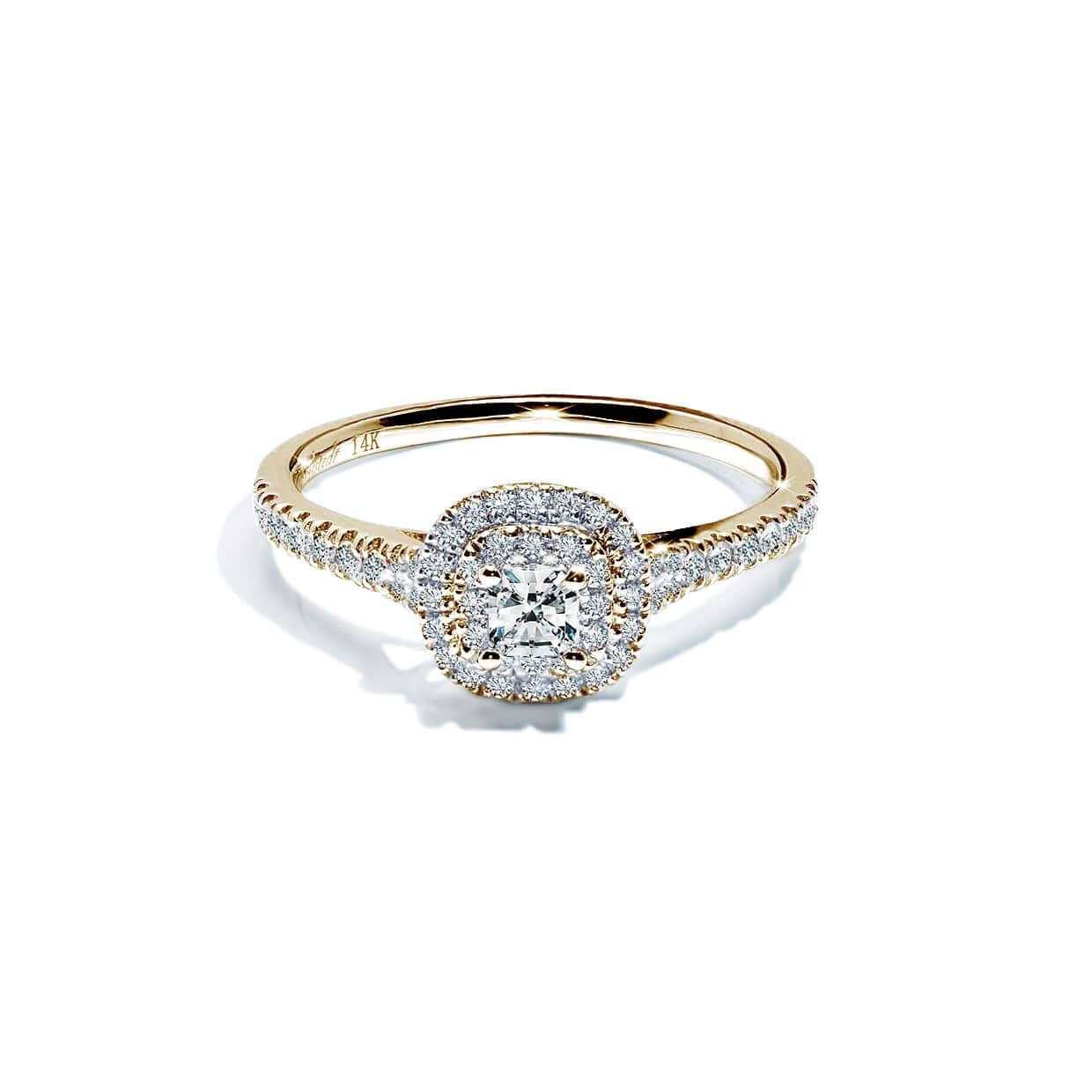 Oxford dobbelt halo guld ring