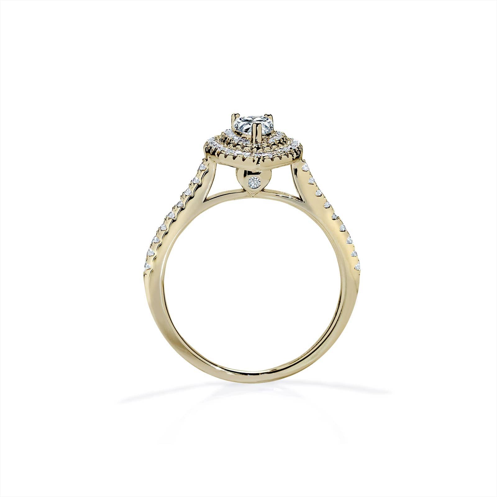 Oxford dobbelt halo pear forgyldt ring