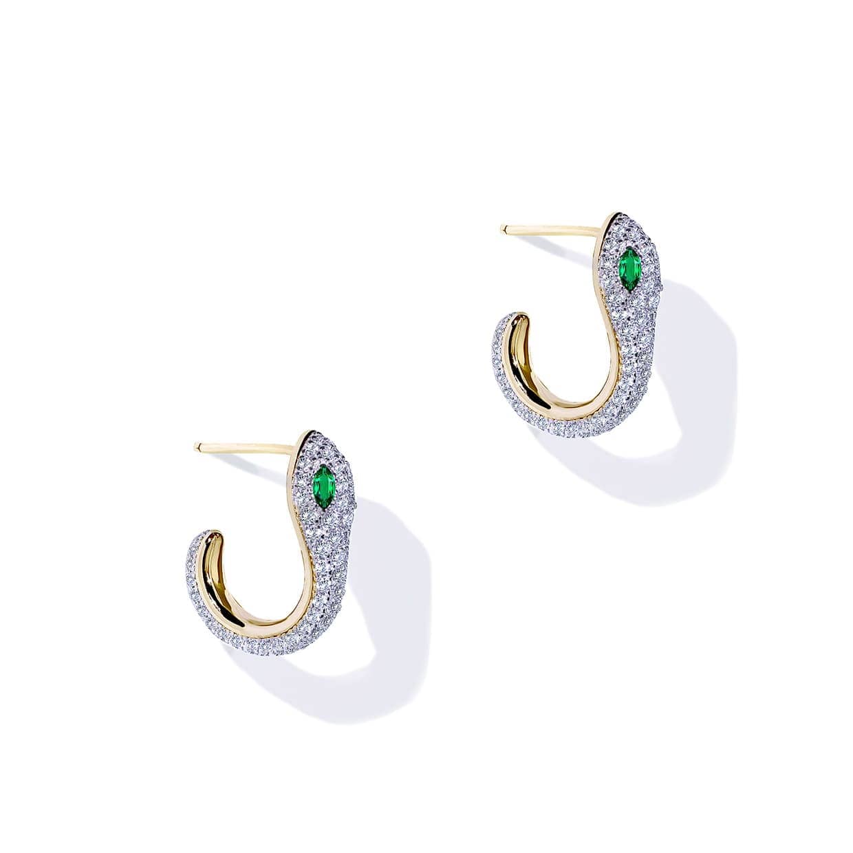 Flora snake øreringe i forgyldt sterling sølv