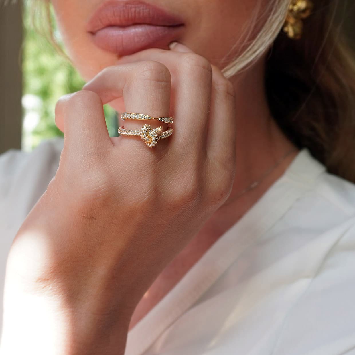 Equestrian knot ring i forgyldt sterling sølv
