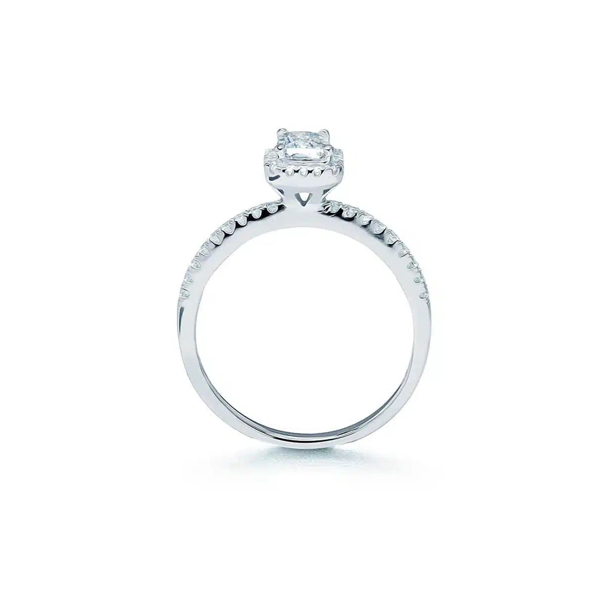 Oxford klassisk radiant haloring i sølv med sten