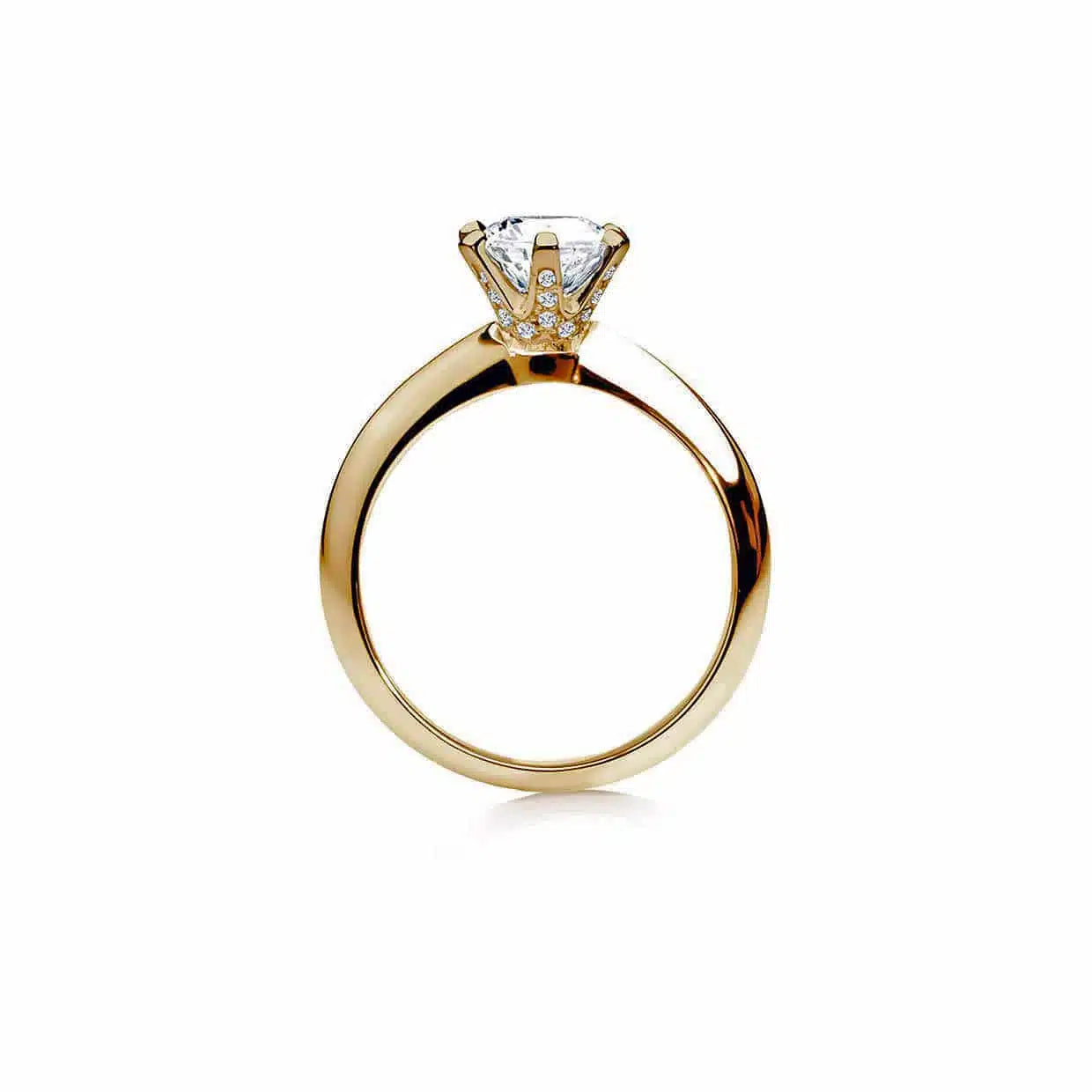 Oxford 6 fatninger solitaire ring i forgyldt sterlingsølv