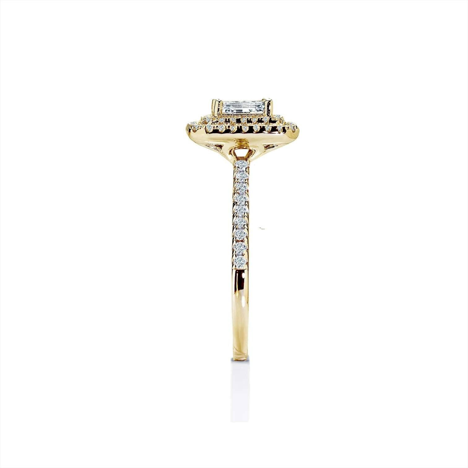 Oxford emerald cut dobbelt halo ring