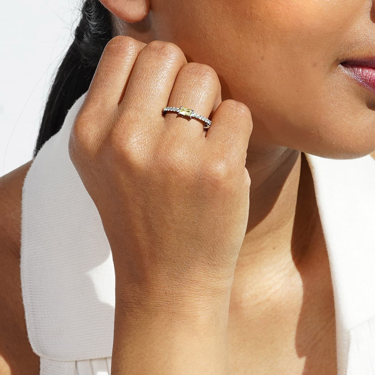 Oxford gul loveable radiant ring i forgyldt sterling sølv
