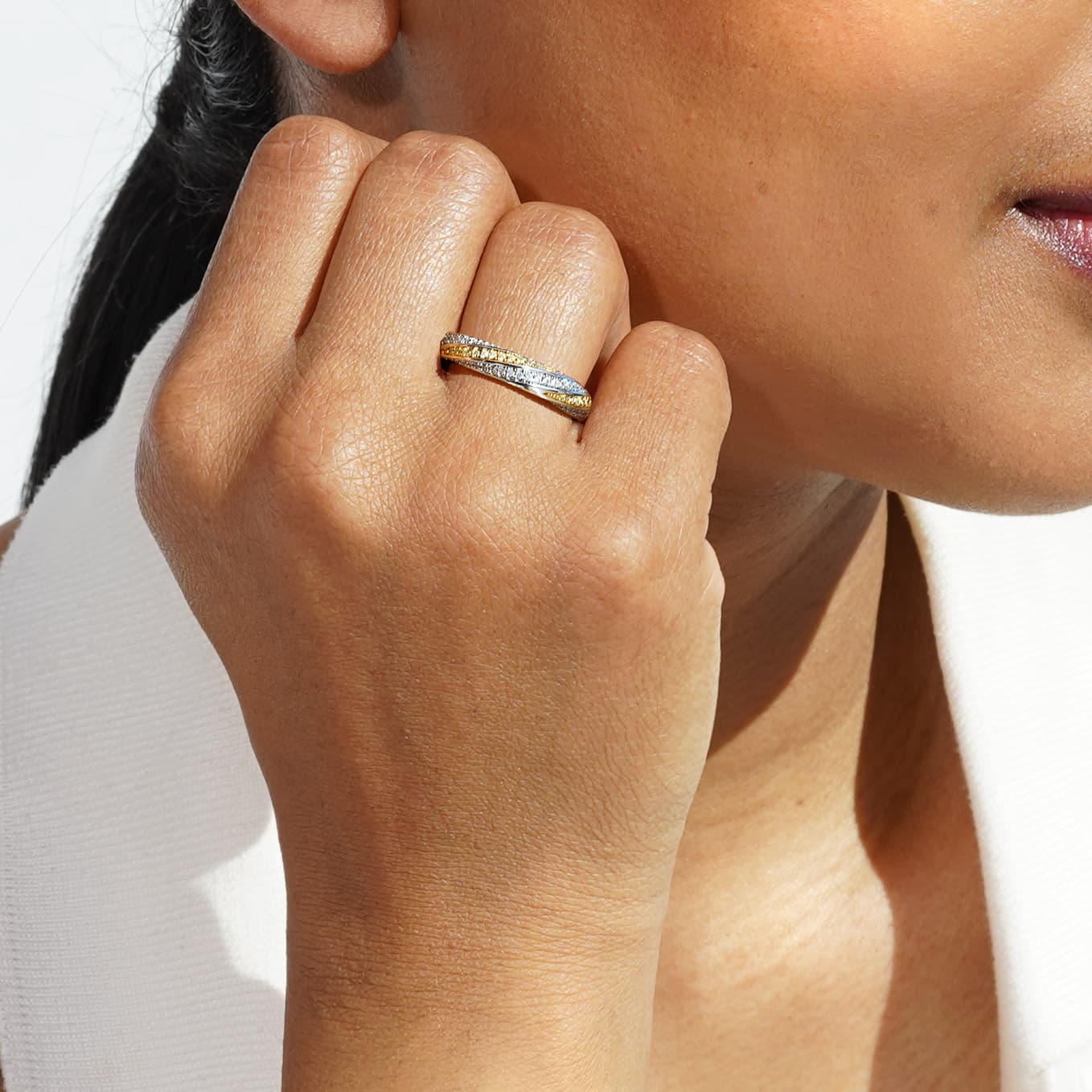 Sahara snoet alliancering ring med gule sten