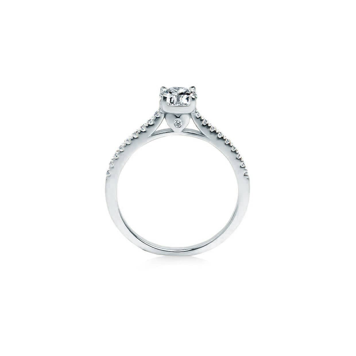Love solitaire safir og diamant forlovelsesring i hvidguld