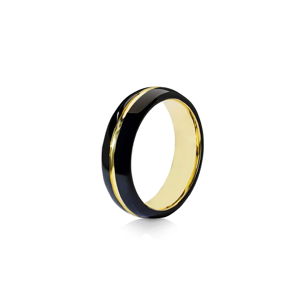 Tungsten ring sort &amp; guld bred