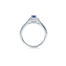 Athen blå cushion cut safir forlovelsesring med dobbelt halo