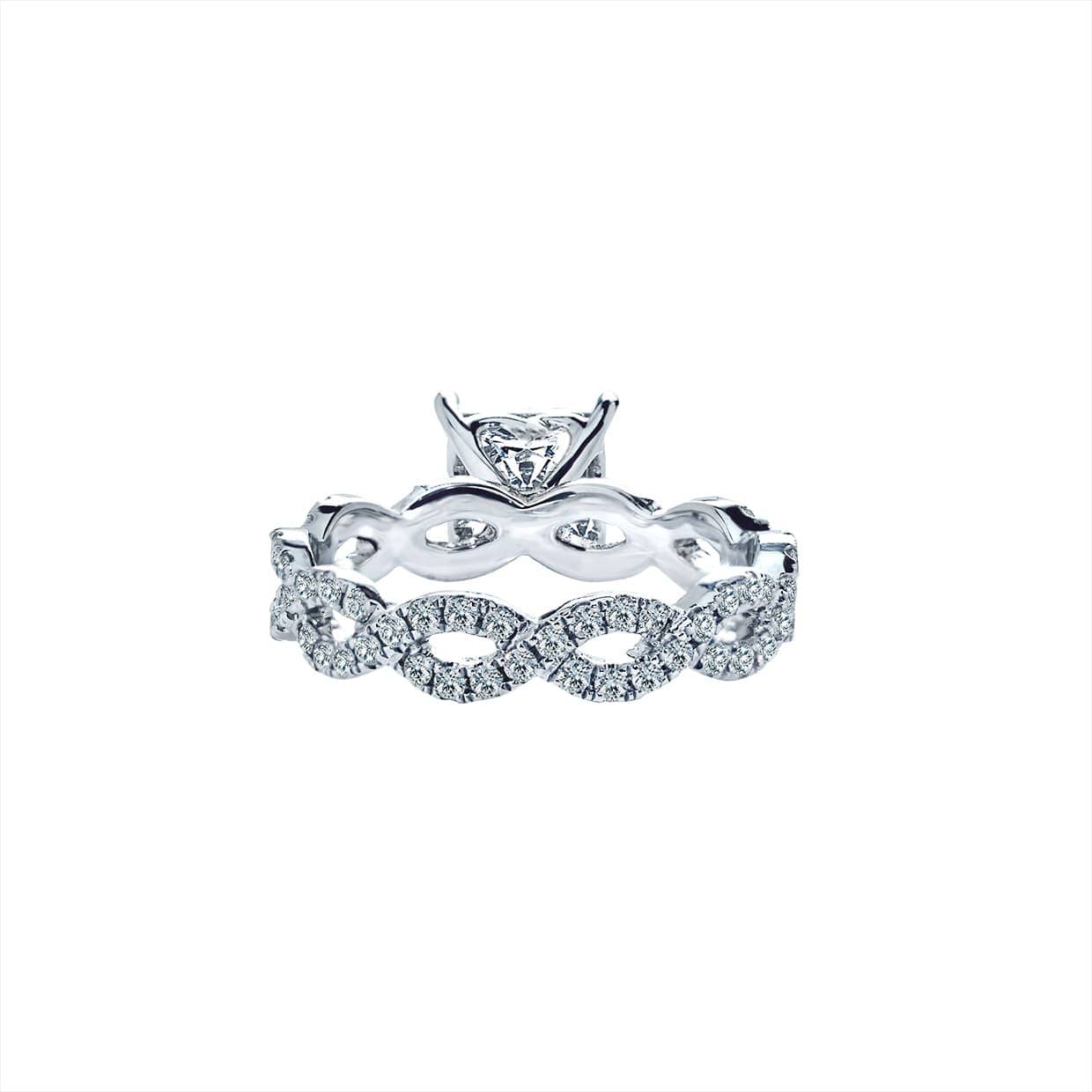 Amalia eternity twist forlovelsesring med firkantet safir og diamanter