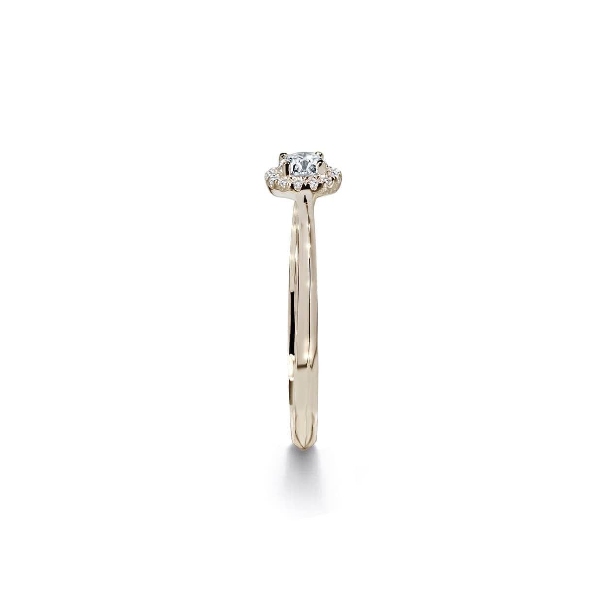 Rund halo diamant forlovelsesring i guld