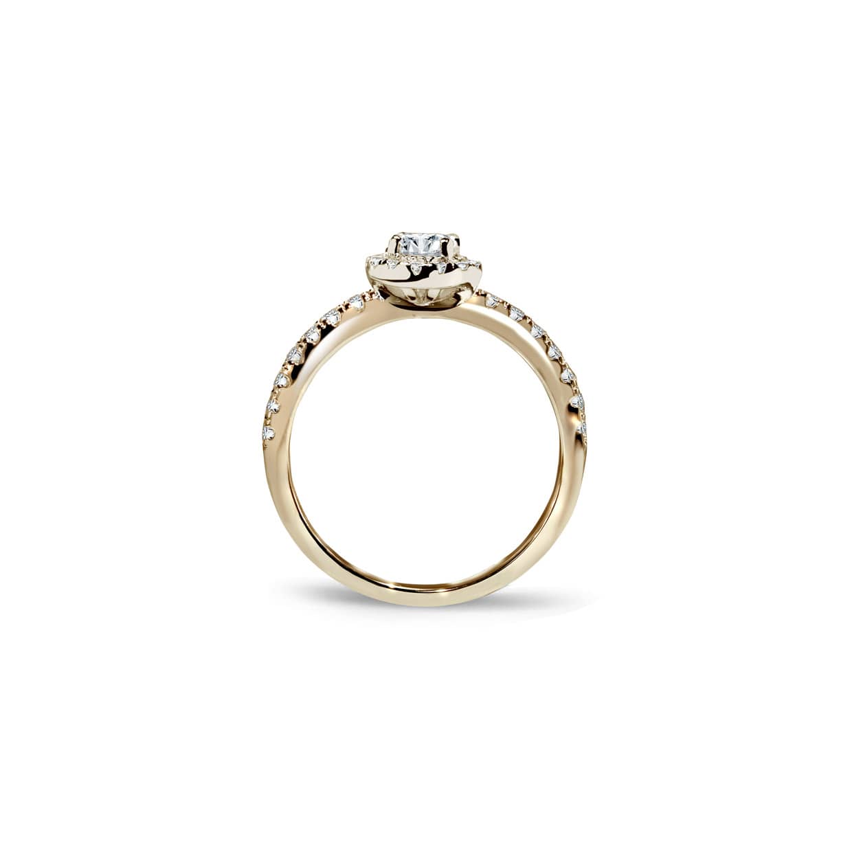Palermo forlovelsesring i guld med diamant halo