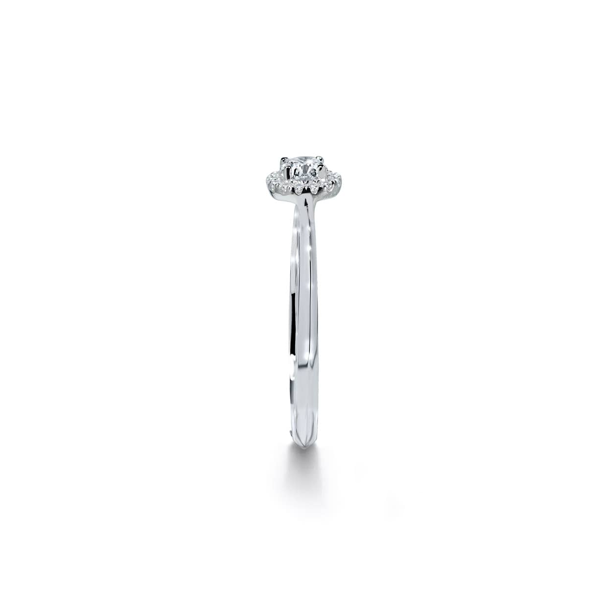 Genova rund halo diamant ring i hvidguld