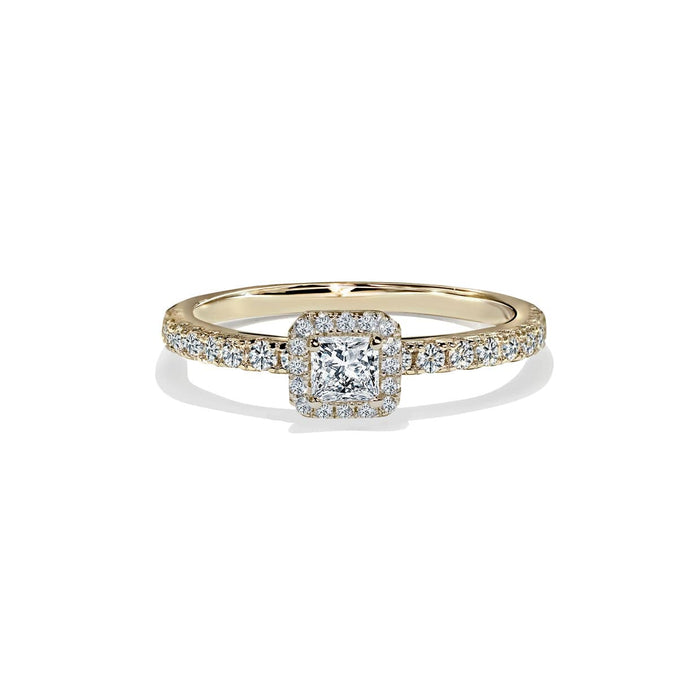 Oxford Halo Ring Med Square Cut i Guld