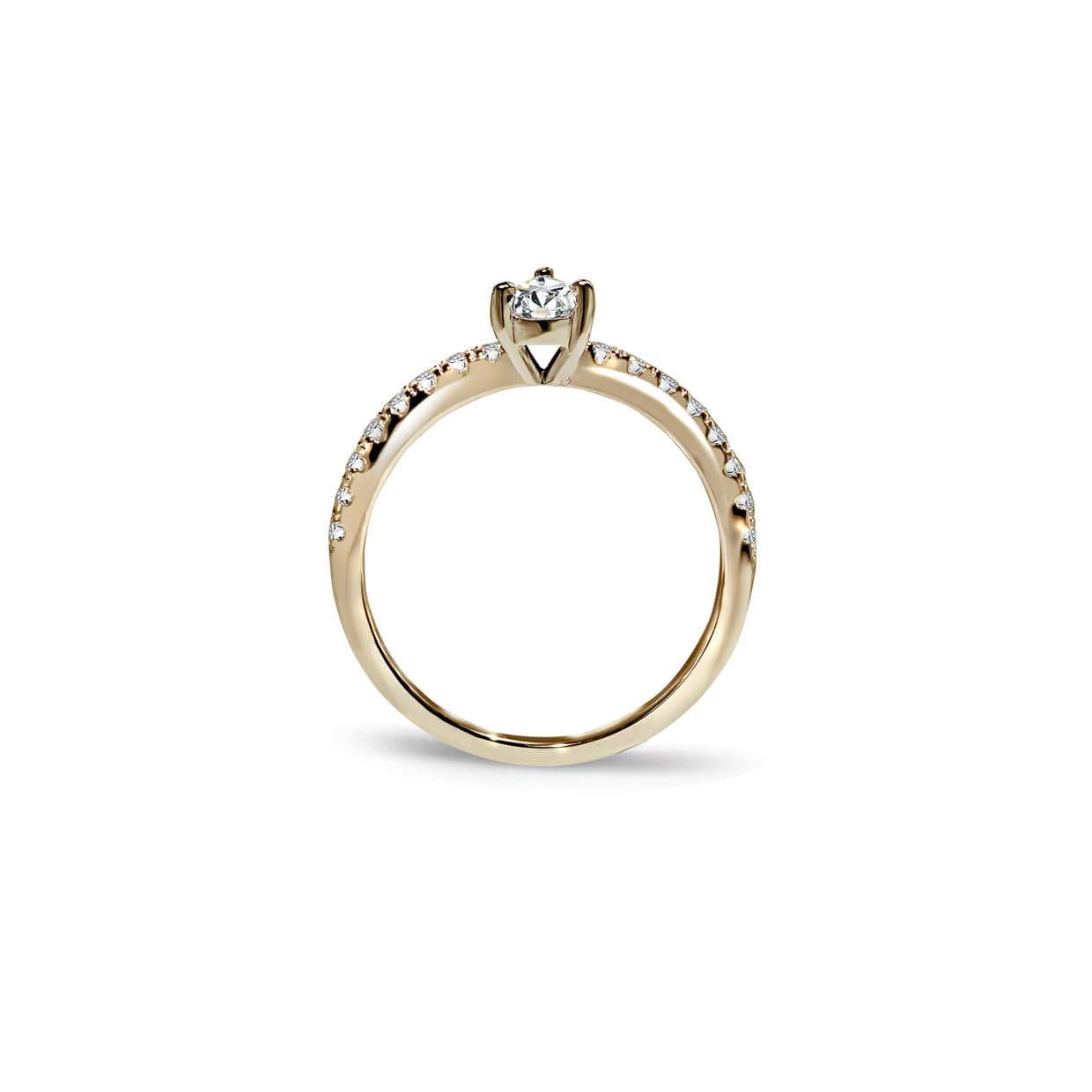 Love solitaire pæreformet diamant forlovelsesring i guld