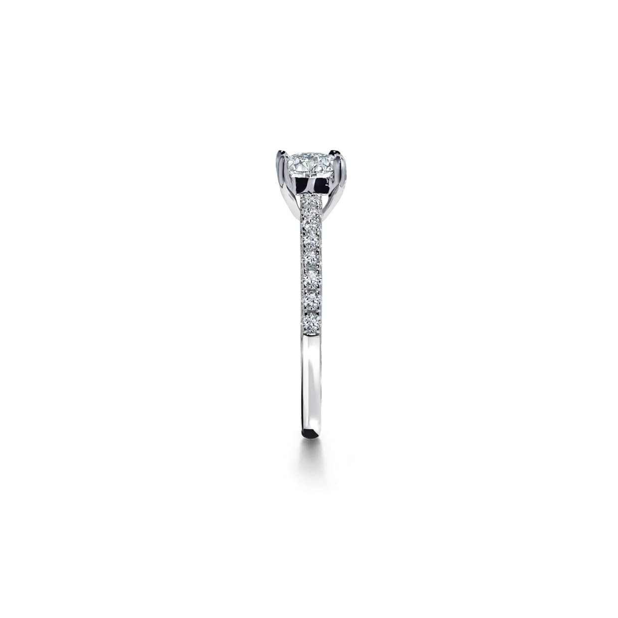 Oxford sølv rund solitaire-ring med sten