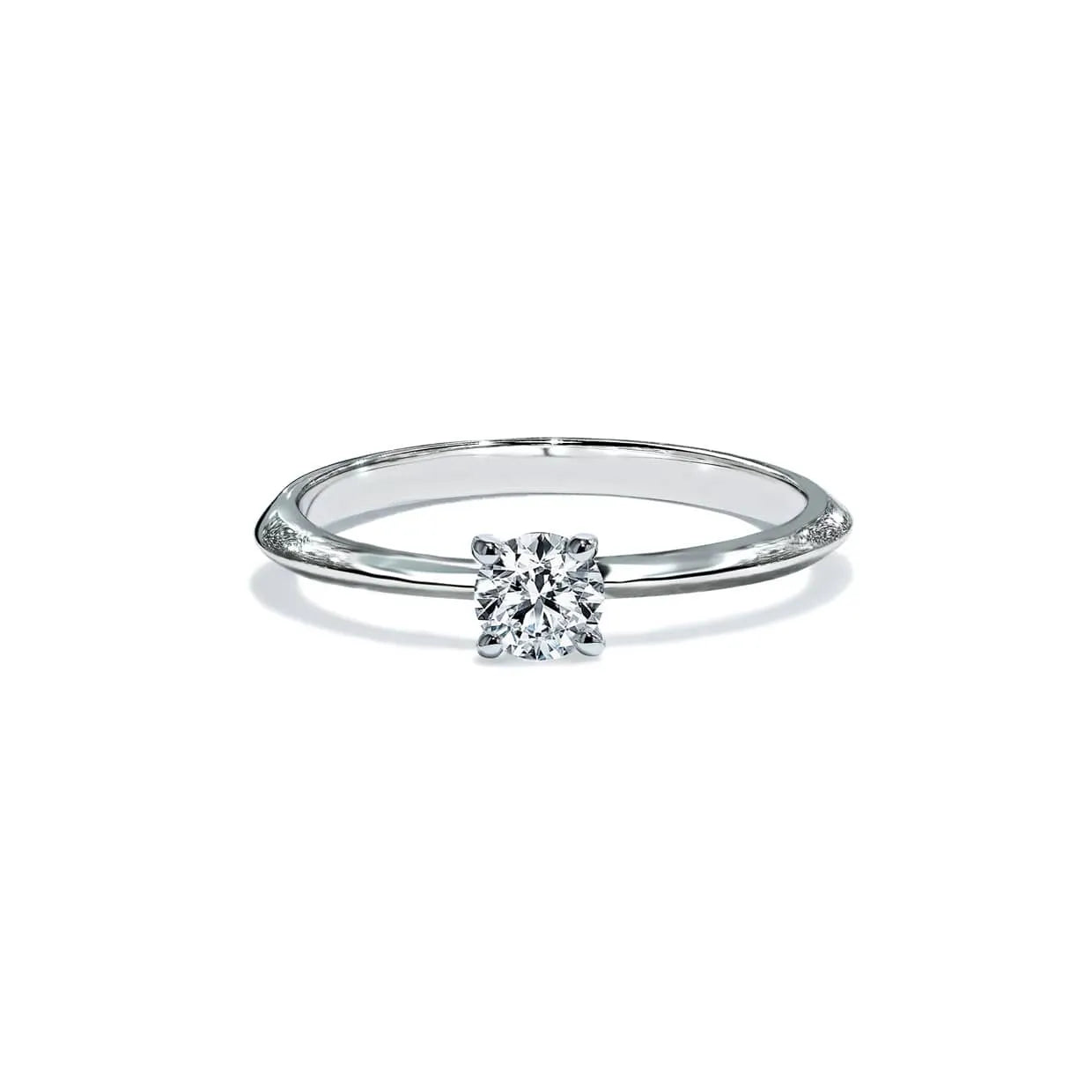 Paris rund diamant solitaire forlovelsesring i hvidguld