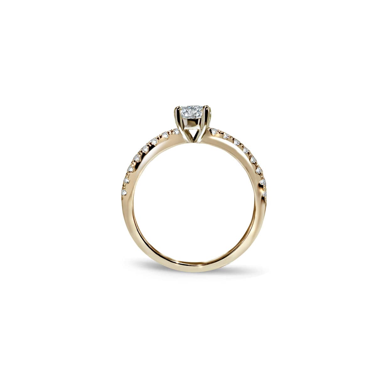 Bellagio solitaire princess cut forlovelsesring med sidediamanter