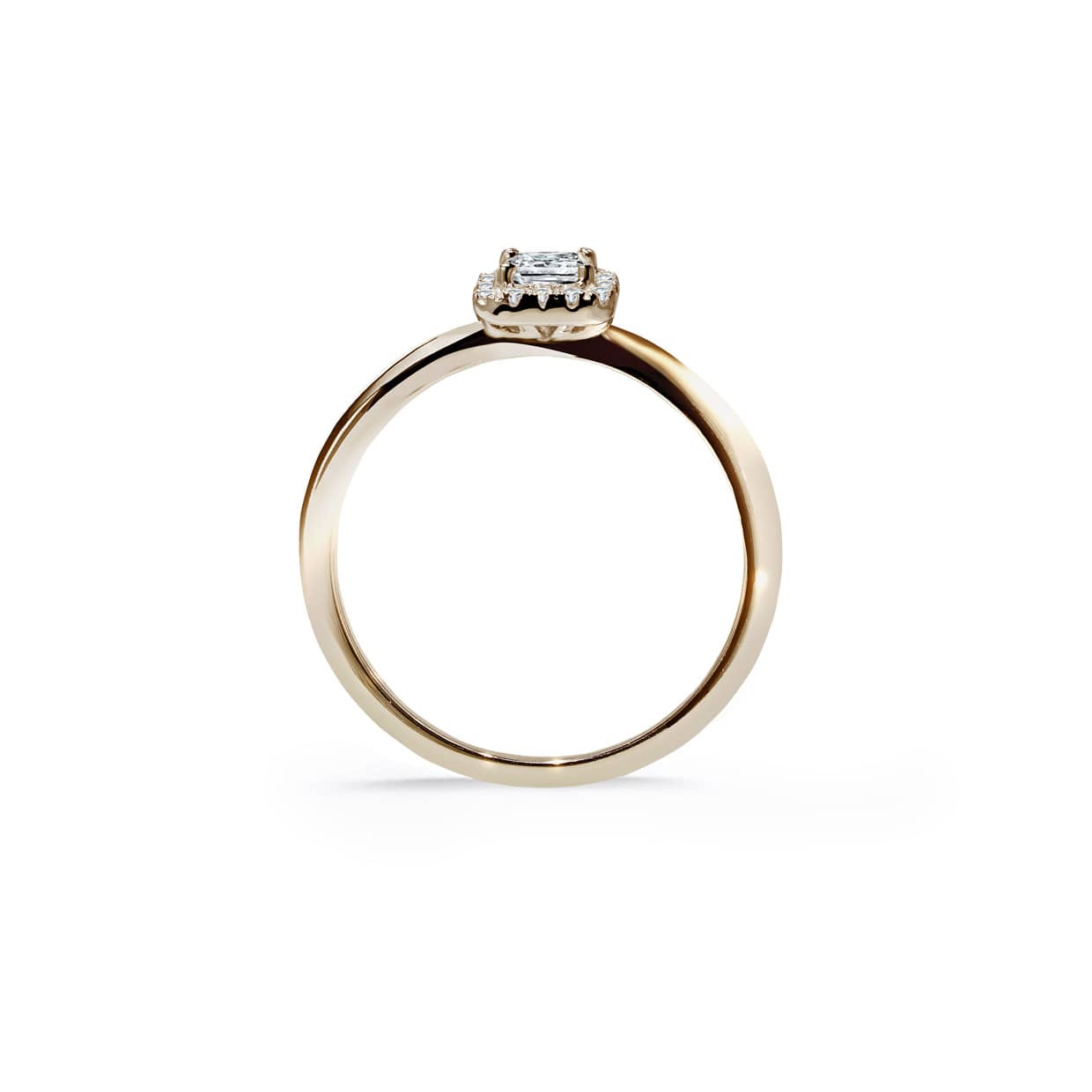 Romeo firkantet halo diamant forlovelsesring i guld