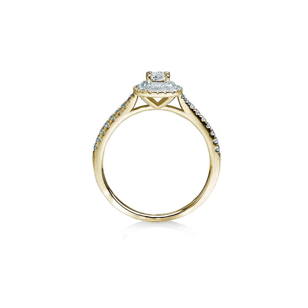 Bergamo princess cut safir forlovelsesring med dobbelt diamant halo