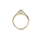 Bergamo princess cut safir forlovelsesring med dobbelt diamant halo