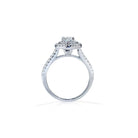 Amara dobbelt rund diamant halo forlovelsesring med hvid safir