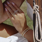 Loving hjerte ring i sølv med sten og sølvhjerter
