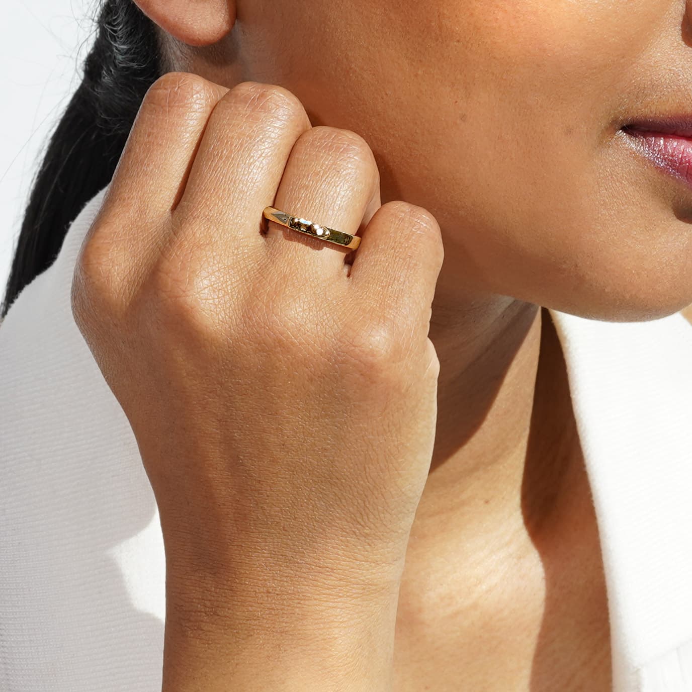 Equestrian ring forgyldt sterling sølv med enkelt diamant