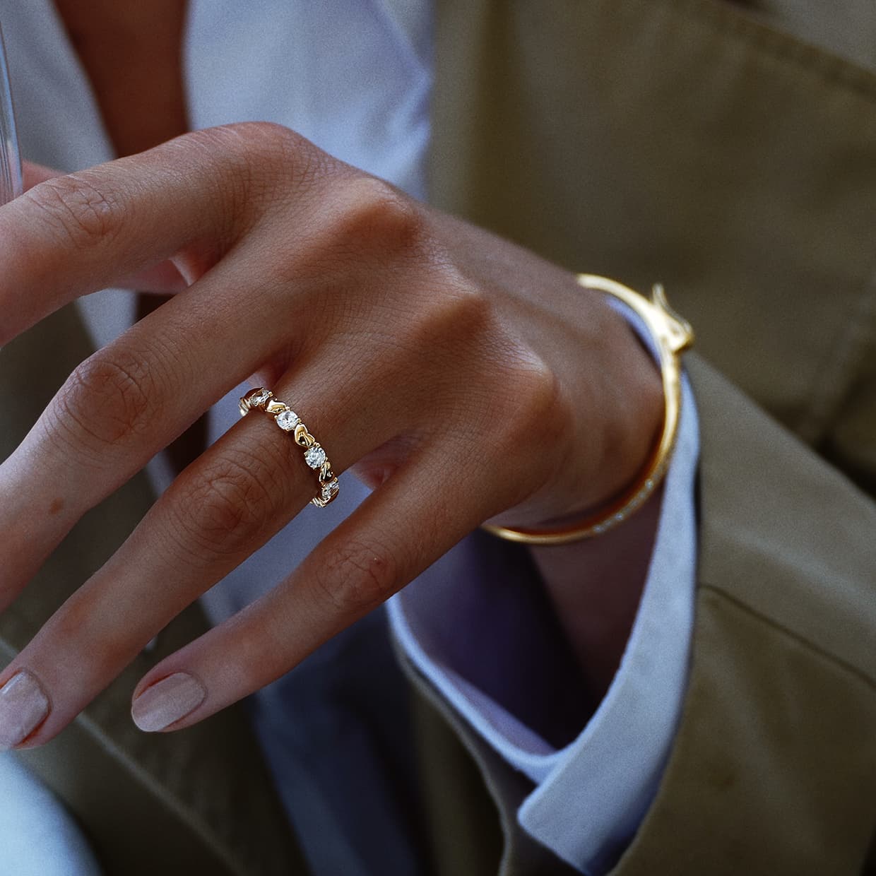Loving hjerte ring i forgyldt sterlingsølv