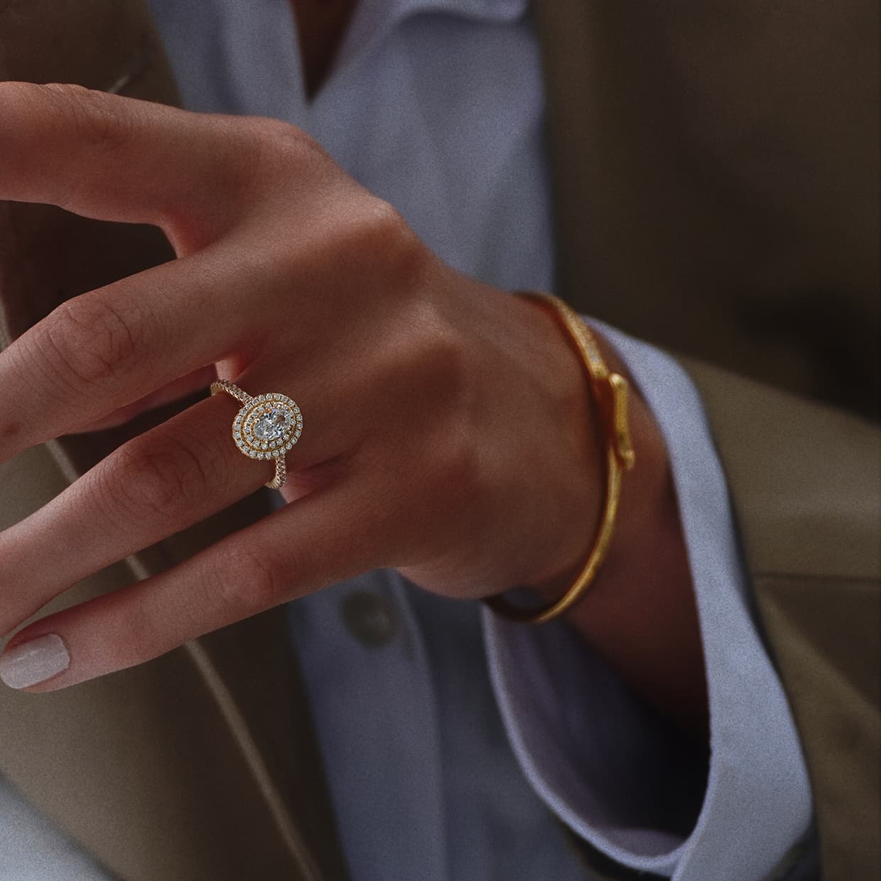 Oxford dobbelt oval guld ring